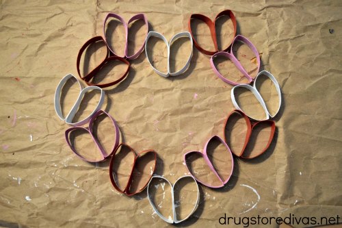 This DIY Valentine's Day Toilet Paper Roll Wreath is the perfect upcycle craft. Find out how to make it at www.drugstoredivas.net.