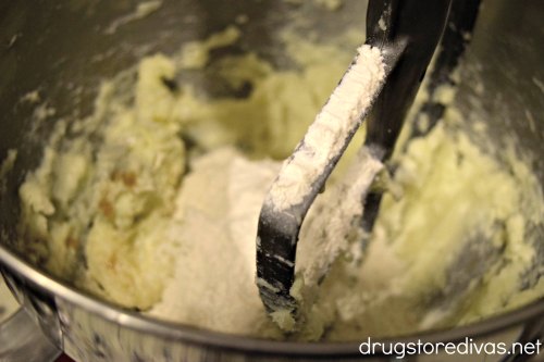 Dough in a stand mixer.