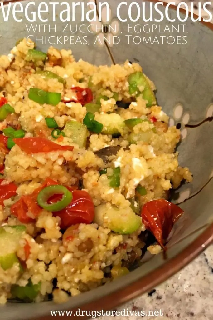 This Vegetarian Couscous is packed with zucchini, eggplant, tomatoes, and chickpeas. You won't even miss the meat. 