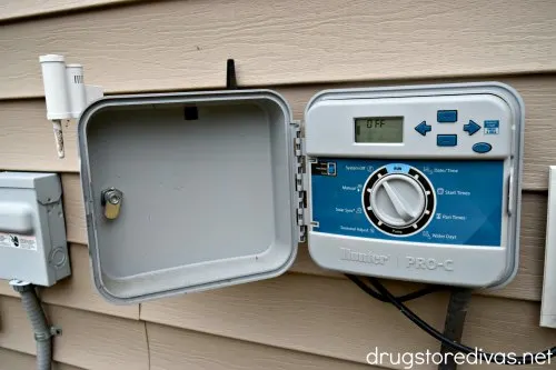 A sprinkler system on a house.