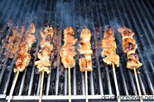 Yakitori on a propane grill.