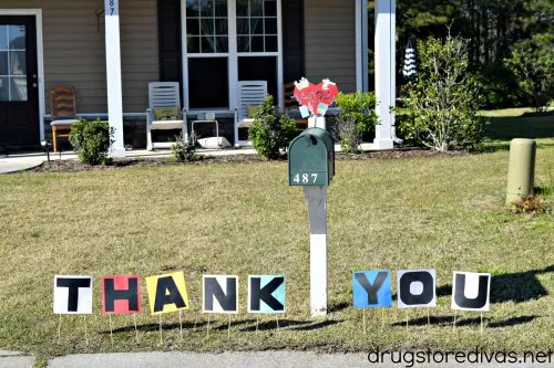 Essential workers deserve our thanks right now. Put together this cute DIY Thank You Sign using materials you have at home. Learn how on this tutorial on www.drugstoredivas.net.