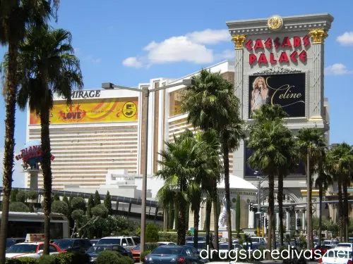 View of The Mirage and Caesars Palace in Las Vegas, Nevada.