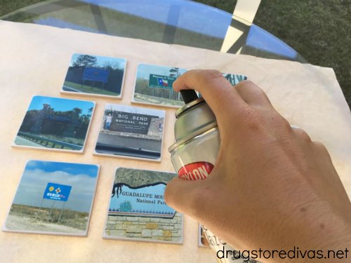 Homemade Photo Coasters are a great personalized souvenir after a trip. Find out how to make them at www.drugstoredivas.net.