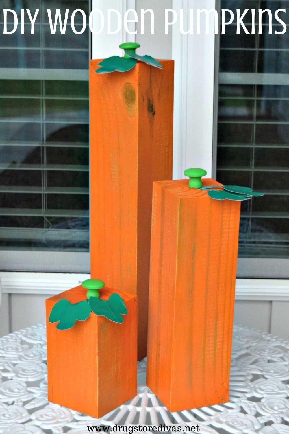 Three DIY Wooden Pumpkins.