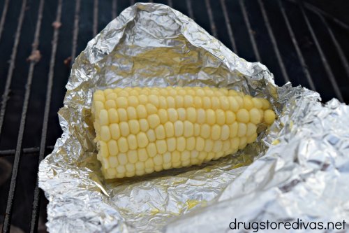 Corn On The Cob on foil on the grill.