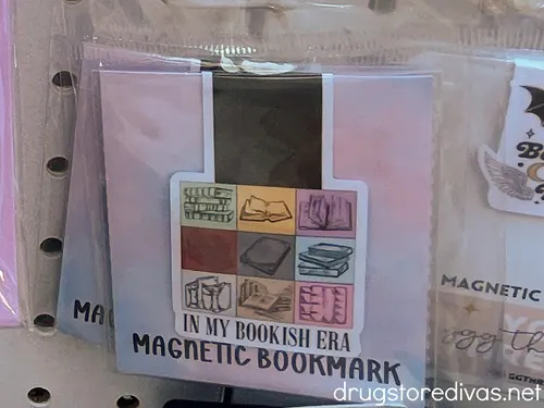 A magnetic bookmark that says "In My Bookish Era" in a package.