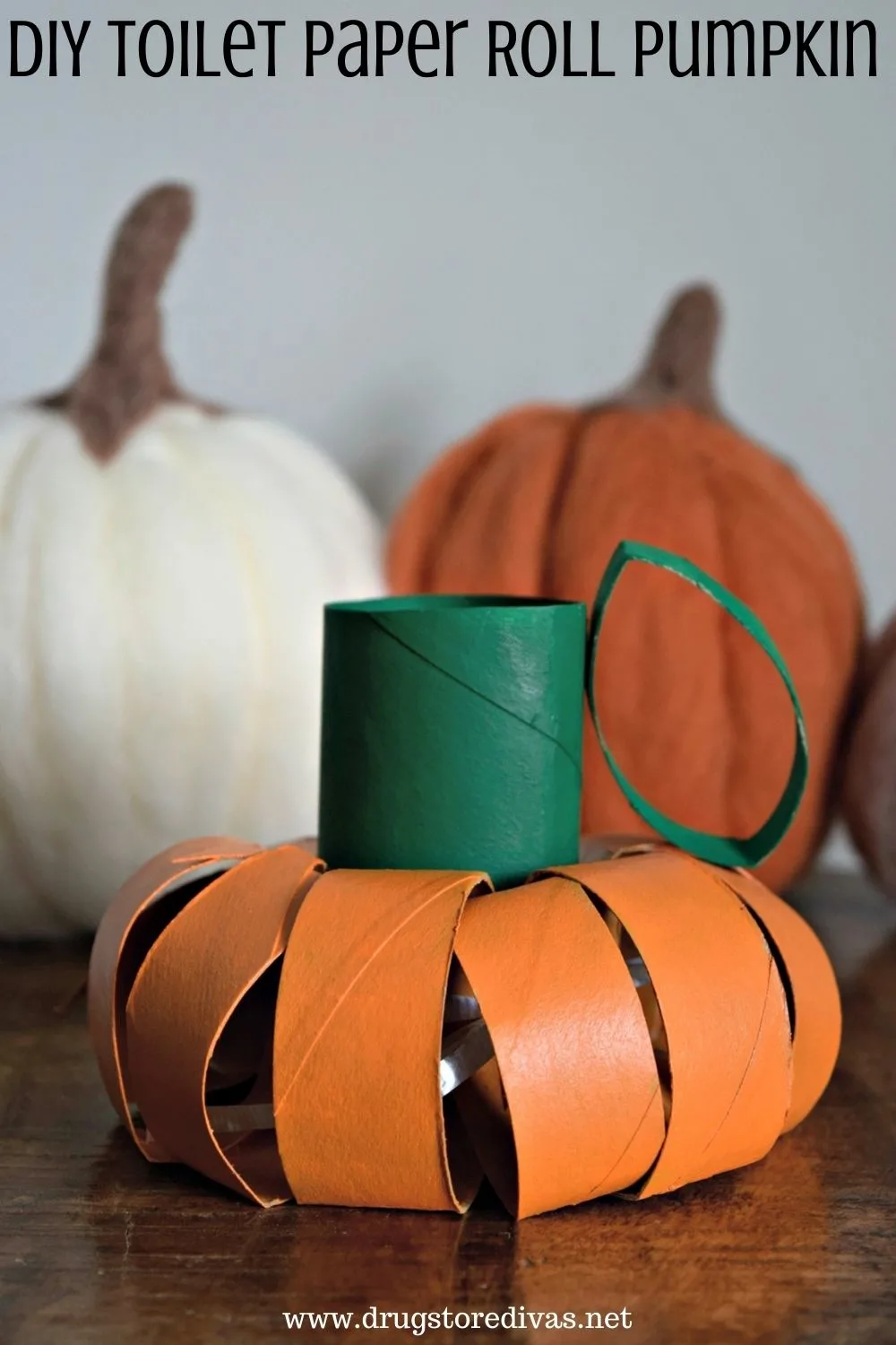 Upcycle your toilet paper rolls into the perfect fall craft when you make this DIY Toilet Paper Roll Pumpkin. Get the tutorial on www.drugstoredivas.net.