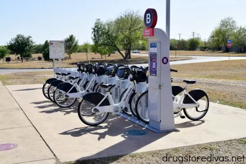 A docking station of bikes that use the BCycle Bike App.