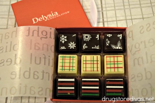 A nine piece box of chocolates.