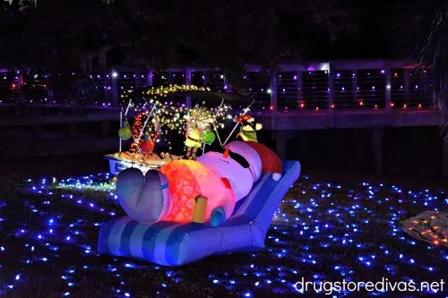 A blow up Santa at Enchanted Airlie at Airlie Gardens in Wilmington, NC.