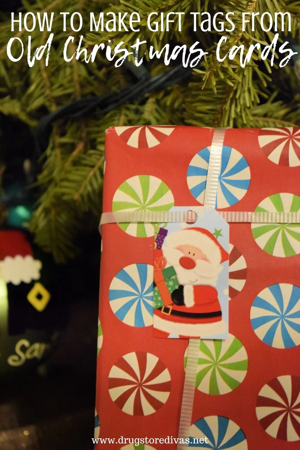 Don't toss those old Christmas cards. Instead, turn them into gift tags for next year. Find out how on www.drugstoredivas.net.