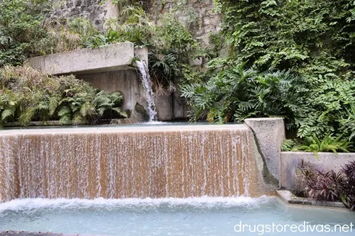 A waterfall along the San Antonio Riverwalk.