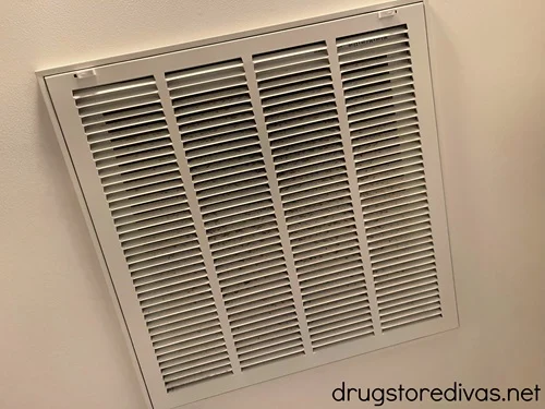 An air filter on the ceiling of a home.