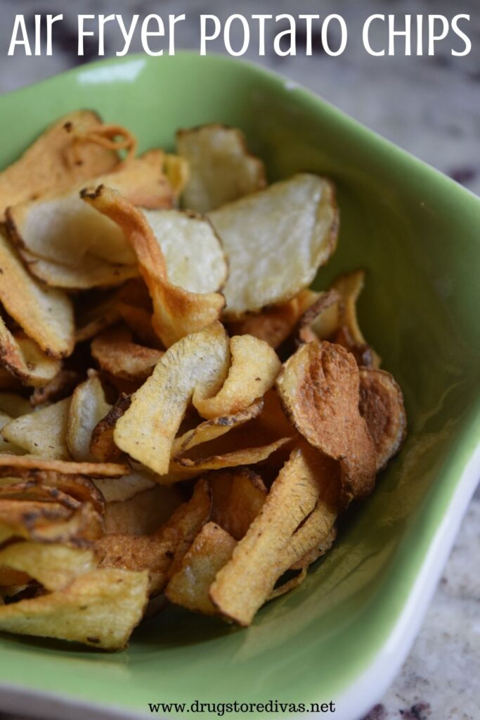 It's so easy to make homemade potato chips in the air fryer. Get this Air Fryer Potato Chip recipe on www.drugstoredivas.net.