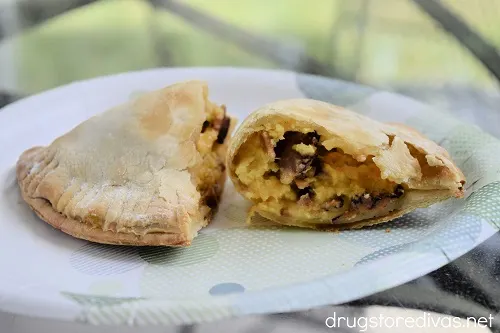 Air Fryer Breakfast Empanadas with bacon and egg on a plate.