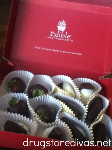 A box of chocolate-dipped fruit from Edible Arrangements.