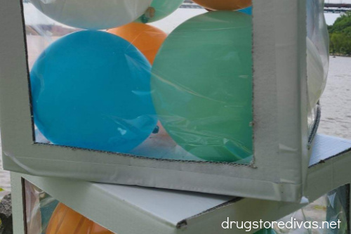 These DIY Baby Blocks are made from items you might have in your house right now! Put it together from moving boxes and fill it with balloons.