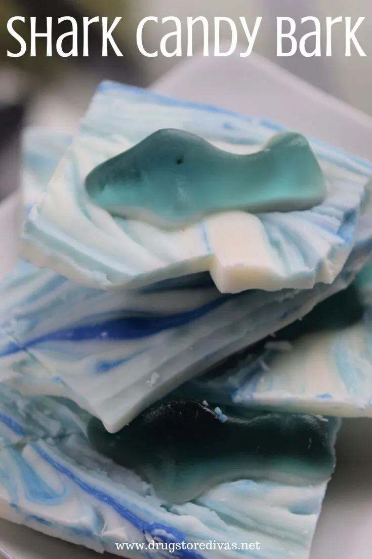 Celebrate Shark Week with this super simple Shark Candy Bark (aka Shark Bark). It's made from three ingredients, including gummy sharks.