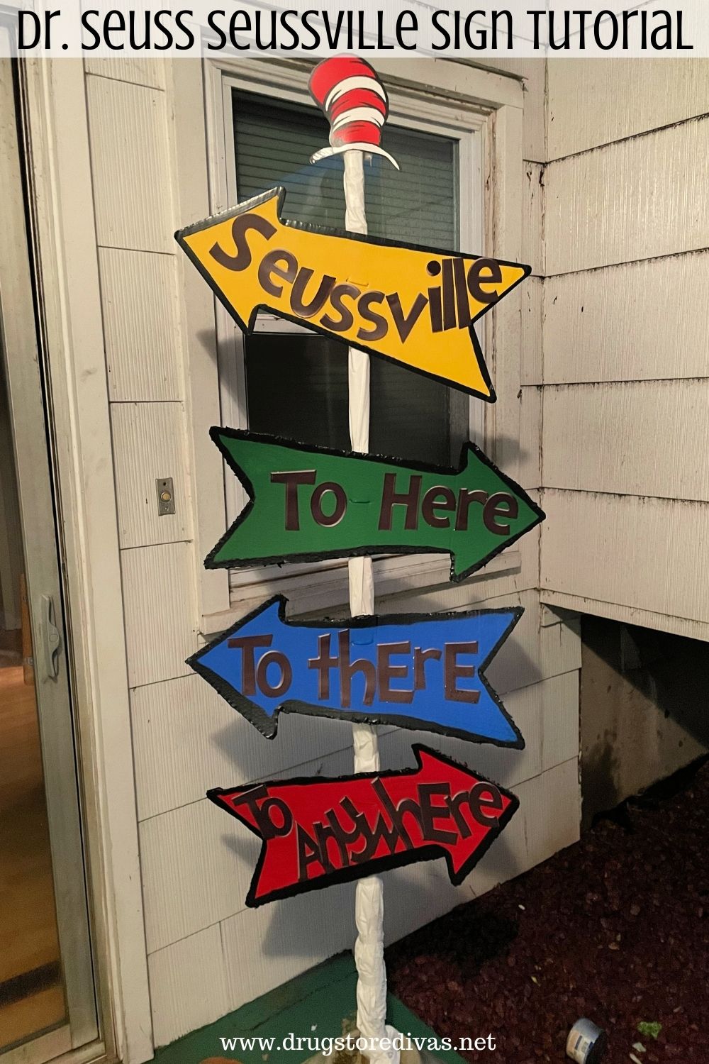If you're planning a Dr. Seuss party, you NEED to make this Dr. Seuss Seussville Sign. Find out how in this tutorial.