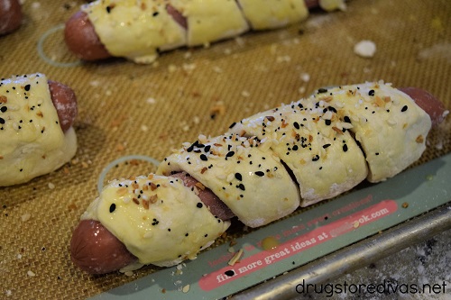 These Bagel Dogs are the perfect weeknight dinner. They're made with 2 Ingredient Dough, so the dough doesn't have to proof or rise.
