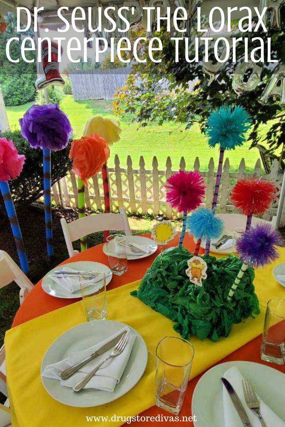 Enhance your Dr. Seuss party and make the centerpiece from this Dr. Seuss' The Lorax Centerpiece tutorial.
