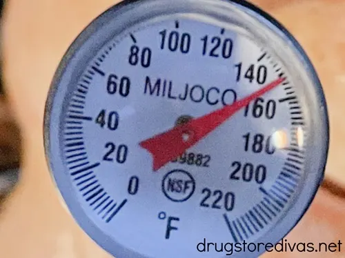 A meat thermometer that's at 150 degrees.