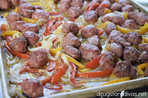 Sheet pan sausage and peppers.