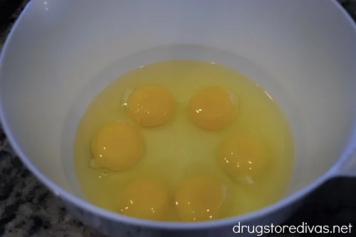 Six eggs in a bowl.