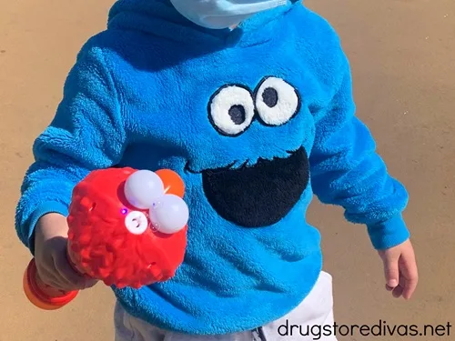 A Cookie Monster face fleece.