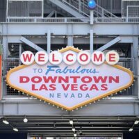 The Welcome To Fabulous Downtown Las Vegas Nevada sign with the words 