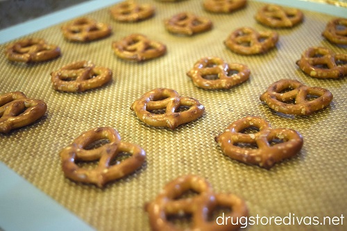 Pretzels on a silicone baking mat.