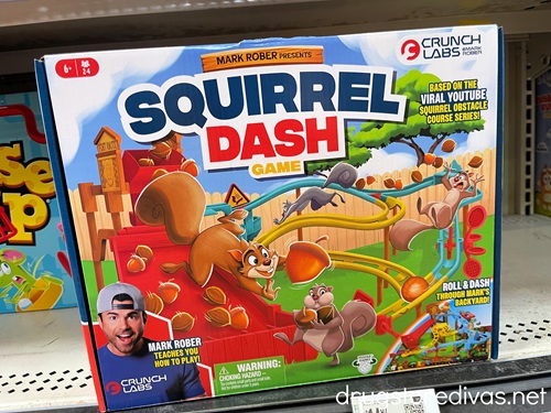 A board game called Squirrel ash on a shelf in a store.
