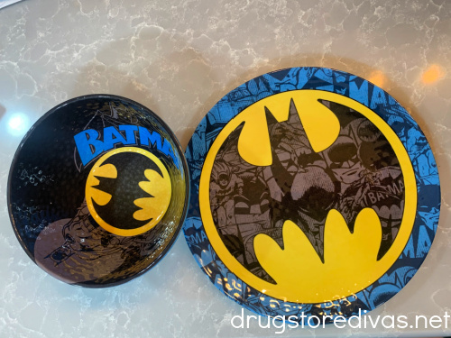 A Batman plate and bowl set.