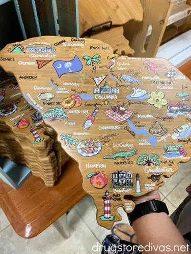 A cutting board shaped like South Carolina.
