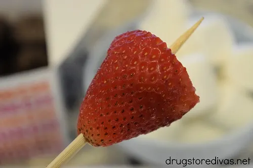 A strawberry on a skewer.