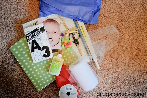 Supplies for a DIY Birthday Party Hat Banner.
