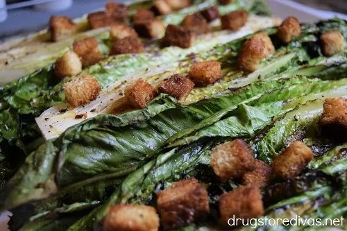 Romaine lettuce with croutons.