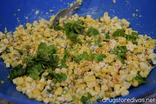 Grilled Mexican Street Corn Salad with cilantro on top.