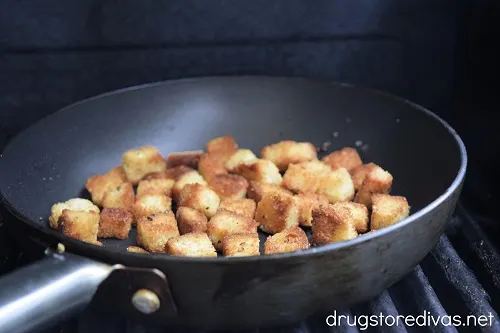 Homemade grilled croutons.