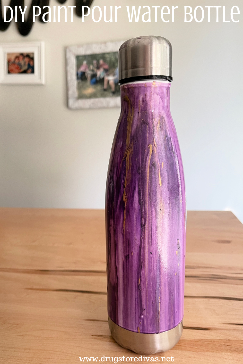 Lavender Cat Acrylic Water Bottle With Strap
