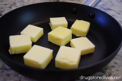 Eight pats of butter in a pan.