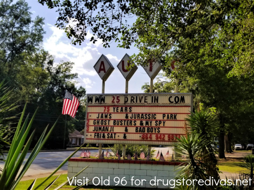 25 Drive In sign in Greenwood, SC.