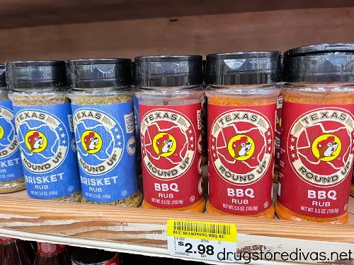 Texas BBQ rub on the shelf at a Buc-ee's gas station.