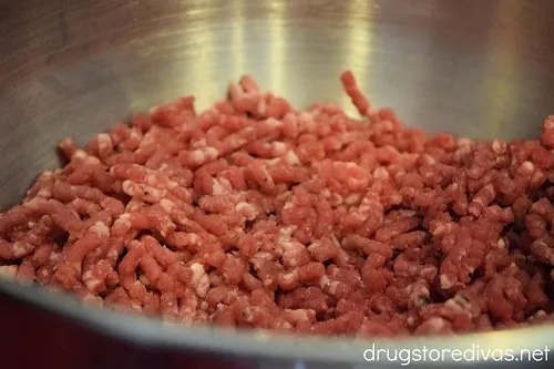 Ground meat in a bowl.