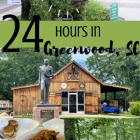 Four scenes from Greenwood, SC with the words 