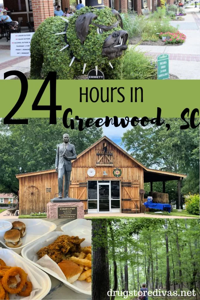 Four scenes from Greenwood, SC with the words "24 Hours In Greenwood, SC" digitally written over them.