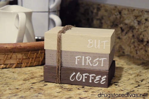 DIY But First Coffee Wood Book Stack