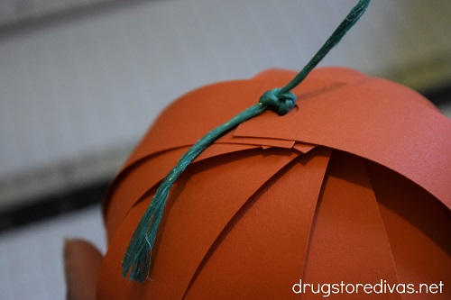 A DIY paper pumpkin.