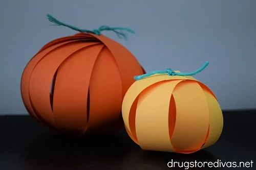 Two DIY Paper Pumpkins.